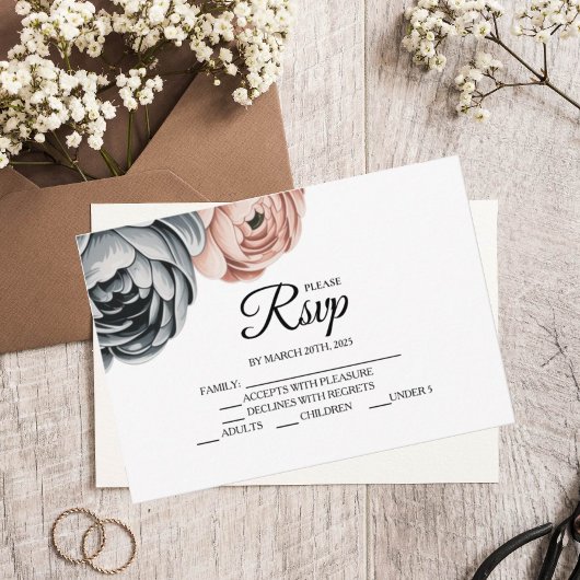 Moderne Dusty Rose Designer RSVP Card Karte