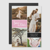 Moderne Dusty Rose FotoCollage Save the Date Magneteinladung (Vorne/Hinten)