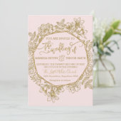 Moderne Dusty Rose & Goldrausch Rosa Blumenhochzei Einladung (Stehend Vorderseite)