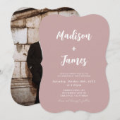 Moderne Dusty-Rose-Hochzeit Einladung (Vorne/Hinten)