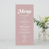 Moderne Dusty-Rose-Hochzeit Menükarte (Stehend Vorderseite)