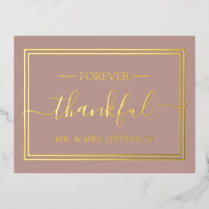 Moderne Dusty Rose Hochzeit Mr. & Mrs. Danke Folie Einladungspostkarte