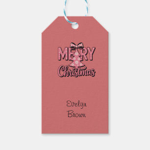 Moderne Dusty Rose Karo Weihnachtsbaum Geschenkanh Geschenkanhänger