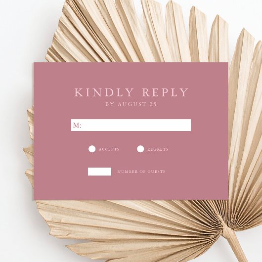 Moderne Dusty Rose Minimalistisch Hochzeit RSVP Karte