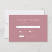 Moderne Dusty Rose Minimalistisch Hochzeit RSVP Karte (Vorderseite)