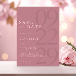 Moderne Dusty Rose Minimalistisch Hochzeit Save The Date