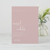 Moderne Dusty Rose Minimalistisches Foto Hochzeit Save The Date (Stehend Vorderseite)