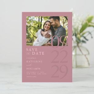 Moderne Dusty Rose Minimalistisches Foto Hochzeit Save The Date