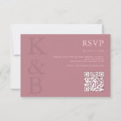 Moderne Dusty Rose Monogram Minimalistisch Wedding RSVP Karte (Vorderseite)