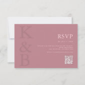 Moderne Dusty Rose Monogram Minimalistisch Wedding RSVP Karte (Vorderseite)