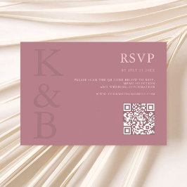 Moderne Dusty Rose Monogram Minimalistisch Wedding RSVP Karte
