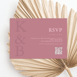 Moderne Dusty Rose Monogram Minimalistisch Wedding RSVP Karte