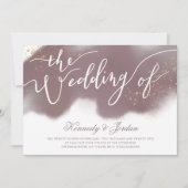 Moderne Dusty Rose Pink and Gold Script Wedding Einladung (Vorderseite)