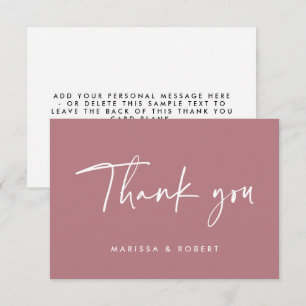 Moderne Dusty Rose Pink handgeschriebene Skripthoc Dankeskarte