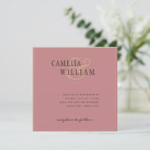 Moderne Dusty Rose Pink Hochzeitseinladung (Stehend Vorderseite)