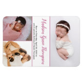 Moderne Dusty Rose Pink Script Baby Girl Fotos Magnet (Horizontal)