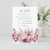 Moderne Dusty Rose Pink Wedding RSVP Karte (Stehend Vorderseite)