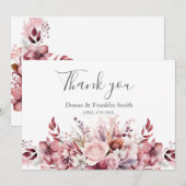 Moderne Dusty Rose Pink Wedding Vielen Dank Dankeskarte (Vorne/Hinten)