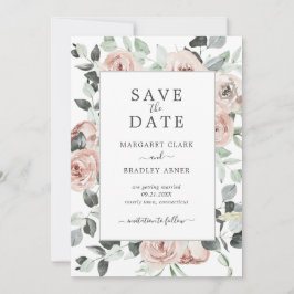 Moderne Dusty Rose Rosa Bläserner Elegante Hochzei Save The Date