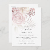 Moderne Dusty Rose Rosa Florals Save the Date Ankündigungspostkarte (Vorne/Hinten)