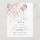 Moderne Dusty Rose Rosa Florals Save the Date Ankündigungspostkarte (Vorderseite)