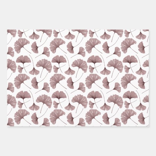 Moderne Dusty Rose Rosa Ginkgo Blattwerk Geschenkpapier Set (Vorderseite 2)