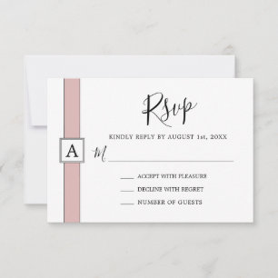 Moderne Dusty Rose Rosa Monogramm Hochzeit RSVP Karte