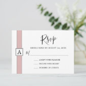 Moderne Dusty Rose Rosa Monogramm Hochzeit RSVP Karte (Stehend Vorderseite)