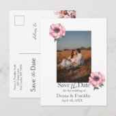Moderne Dusty Rose Rosa Save the Date Foto Postkarte (Vorne/Hinten)