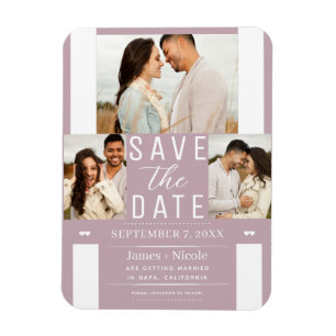 Moderne Dusty Rose Rosa Save-the-Date-Hochzeitsfot Magnet