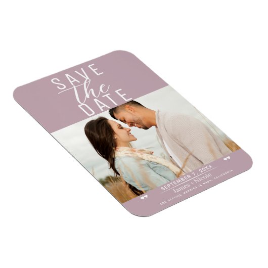 Moderne Dusty Rose Rosa Save the Date Hochzeitssti Magnet (Rechte Seite)