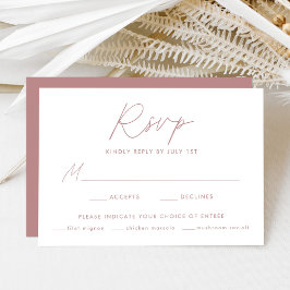 Moderne Dusty Rose Script Meal Choice Hochzeit RSVP Karte