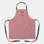 Moderne Dusty Rose Script Monogram Name Kitchen Schürze (Vorderseite)