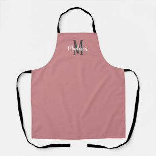 Moderne Dusty Rose Script Monogram Name Kitchen Schürze