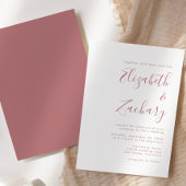 Moderne dusty Rose Script Wedding Einladung