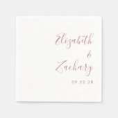 Moderne Dusty Rose Script Wedding Napkins Serviette (Vorderseite)