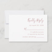 Moderne dusty Rose Script Wedding RSVP Karte (Vorderseite)