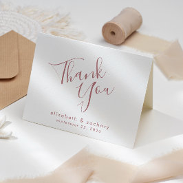 Moderne Dusty Rose Script Wedding Vielen Dank Karte