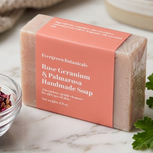 Moderne Dusty Rose Seifenverpackungs-Etikette