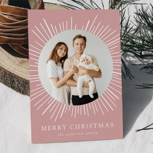 Moderne Dusty Rose Sonnenstrahl Frohe Weihnachten