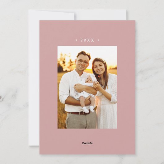 Moderne Dusty Rose Sunburst Frohe Weihnachten 2 Fo (Rückseite)