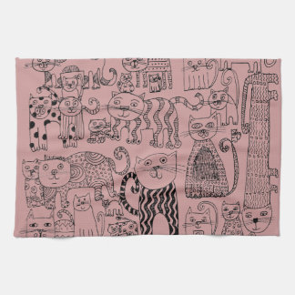 Moderne Dusty Rose Süße Katzen Muster Geschirrtuch