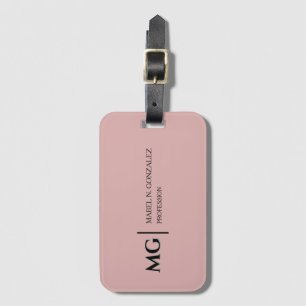 Moderne Dusty Rose Trendige Stilvolle Monogramm Gepäckanhänger