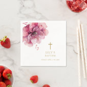 Moderne Dusty-Rose Wasserfarbene Blumentaufe Serviette (Beispiel)