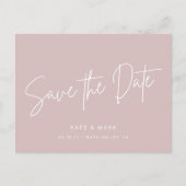 Moderne Dusty Rose Wedding Save the Date Postkarte (Vorderseite)