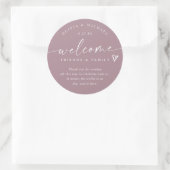 Moderne Dusty Rose Wedding Welcome Hotel Bag Runder Aufkleber (Tasche)