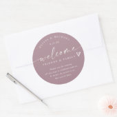 Moderne Dusty Rose Wedding Welcome Hotel Bag Runder Aufkleber (Umschlag)