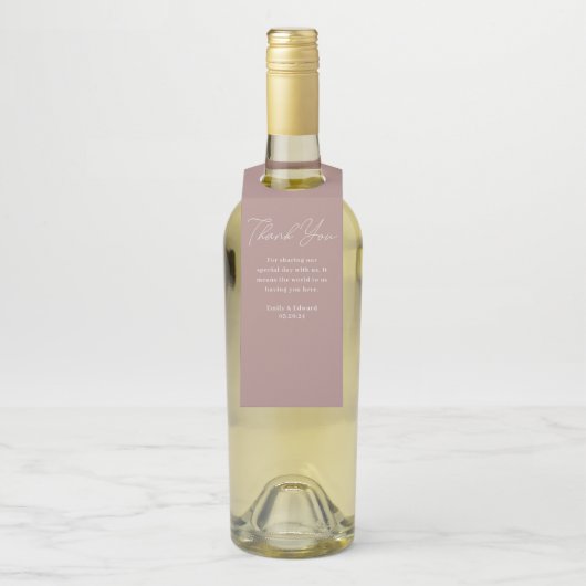 Moderne Dusty Rose Wedding Wine Flaschenanhänger (Auf Flasche)