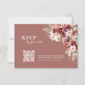 Moderne Dusty Rosewood- und Blush-QR-Code-Hochzeit RSVP Karte (Vorderseite)