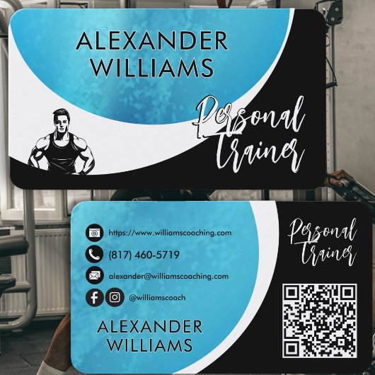 Moderne Dynamic QRcode Personal Trainer Fitness Visitenkarte